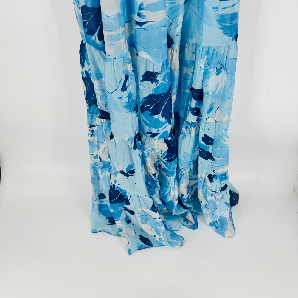 Abercrombie & Fitch Maxi Dress Blue Floral Empire Waist Pleated Tiered Size XS - Picture 6 of 9